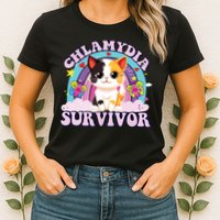 Chlamydia Survivor Cat Meme Funny Womens T-Shirt