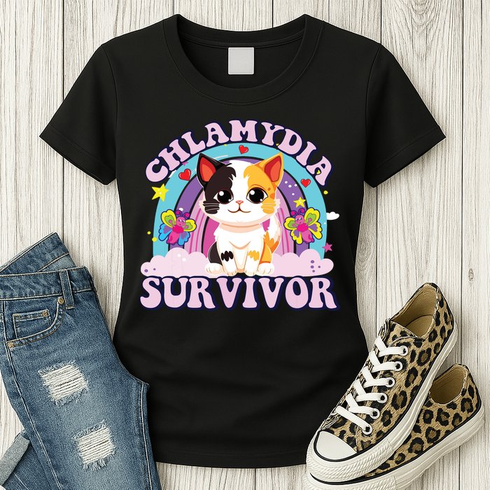 Chlamydia Survivor Cat Meme Funny Womens T-Shirt