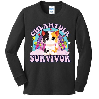 Chlamydia Survivor Cat Meme Funny Kids Long Sleeve Shirt