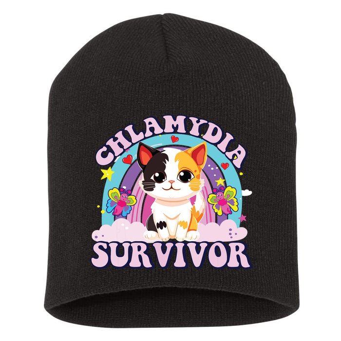 Chlamydia Survivor Cat Meme Funny Short Acrylic Beanie
