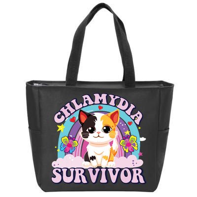 Chlamydia Survivor Cat Meme Funny Zip Tote Bag