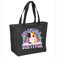 Chlamydia Survivor Cat Meme Funny Zip Tote Bag
