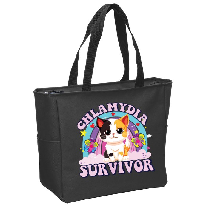 Chlamydia Survivor Cat Meme Funny Zip Tote Bag