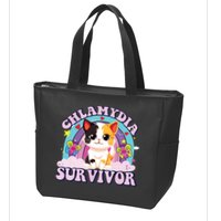 Chlamydia Survivor Cat Meme Funny Zip Tote Bag