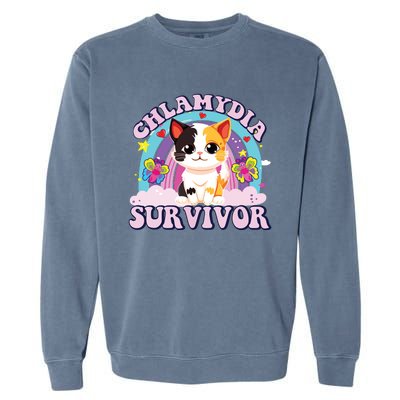 Chlamydia Survivor Cat Meme Funny Garment-Dyed Sweatshirt