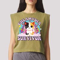 Chlamydia Survivor Cat Meme Funny Garment-Dyed Women's Muscle Tee