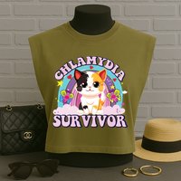 Chlamydia Survivor Cat Meme Funny Garment-Dyed Women's Muscle Tee