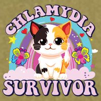 Chlamydia Survivor Cat Meme Funny Garment-Dyed Women's Muscle Tee