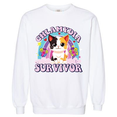 Chlamydia Survivor Cat Meme Funny Garment-Dyed Sweatshirt