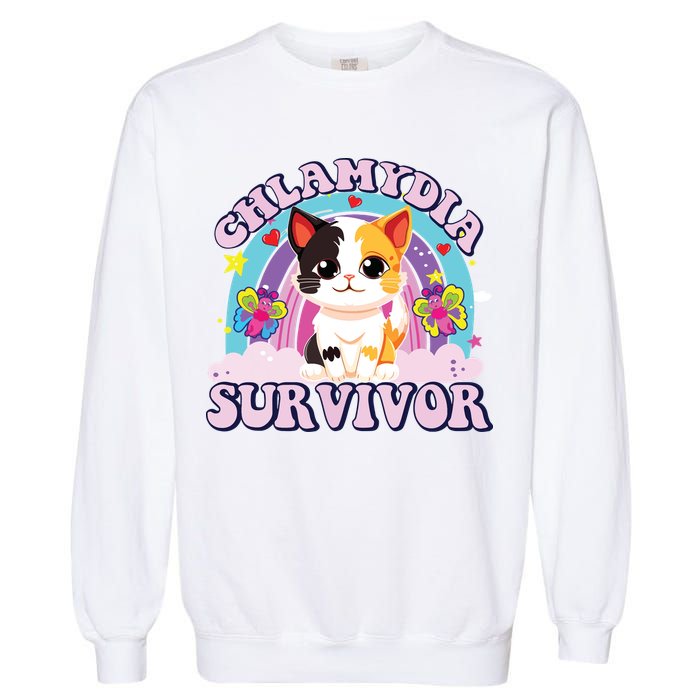Chlamydia Survivor Cat Meme Funny Garment-Dyed Sweatshirt
