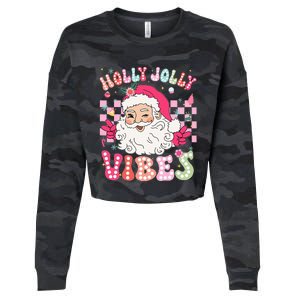 Cute Santa Claus Christmas Vibes Xmas Cropped Pullover Crew