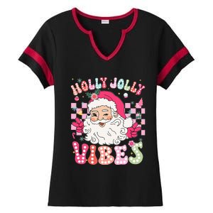 Cute Santa Claus Christmas Vibes Xmas Ladies Halftime Notch Neck Tee