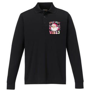 Cute Santa Claus Christmas Vibes Xmas Performance Long Sleeve Polo