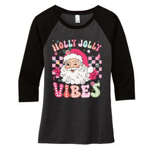 Cute Santa Claus Christmas Vibes Xmas Women's Tri-Blend 3/4-Sleeve Raglan Shirt