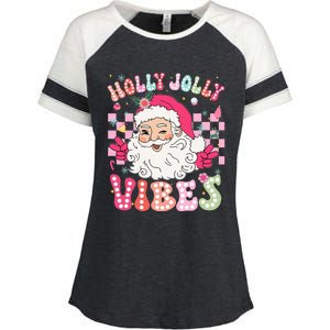 Cute Santa Claus Christmas Vibes Xmas Enza Ladies Jersey Colorblock Tee