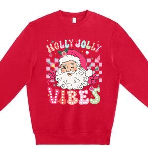 Cute Santa Claus Christmas Vibes Xmas Premium Crewneck Sweatshirt