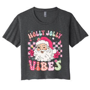 Cute Santa Claus Christmas Vibes Xmas Women's Crop Top Tee