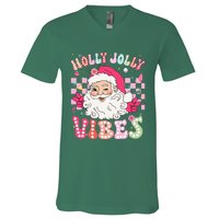 Cute Santa Claus Christmas Vibes Xmas V-Neck T-Shirt