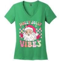 Cute Santa Claus Christmas Vibes Xmas Women's V-Neck T-Shirt