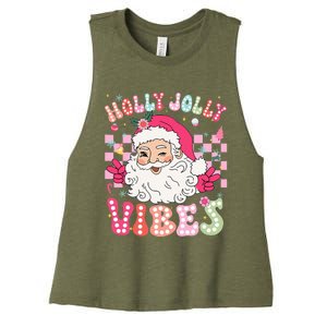 Cute Santa Claus Christmas Vibes Xmas Women's Racerback Cropped Tank