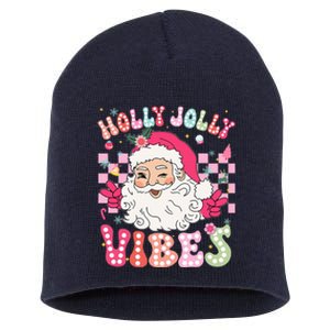 Cute Santa Claus Christmas Vibes Xmas Short Acrylic Beanie