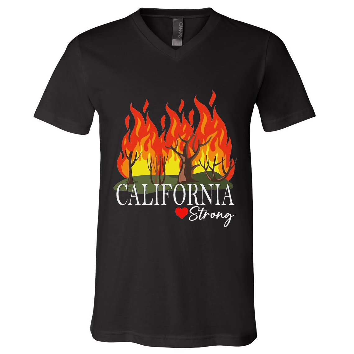 California Strong California Fire V-Neck T-Shirt