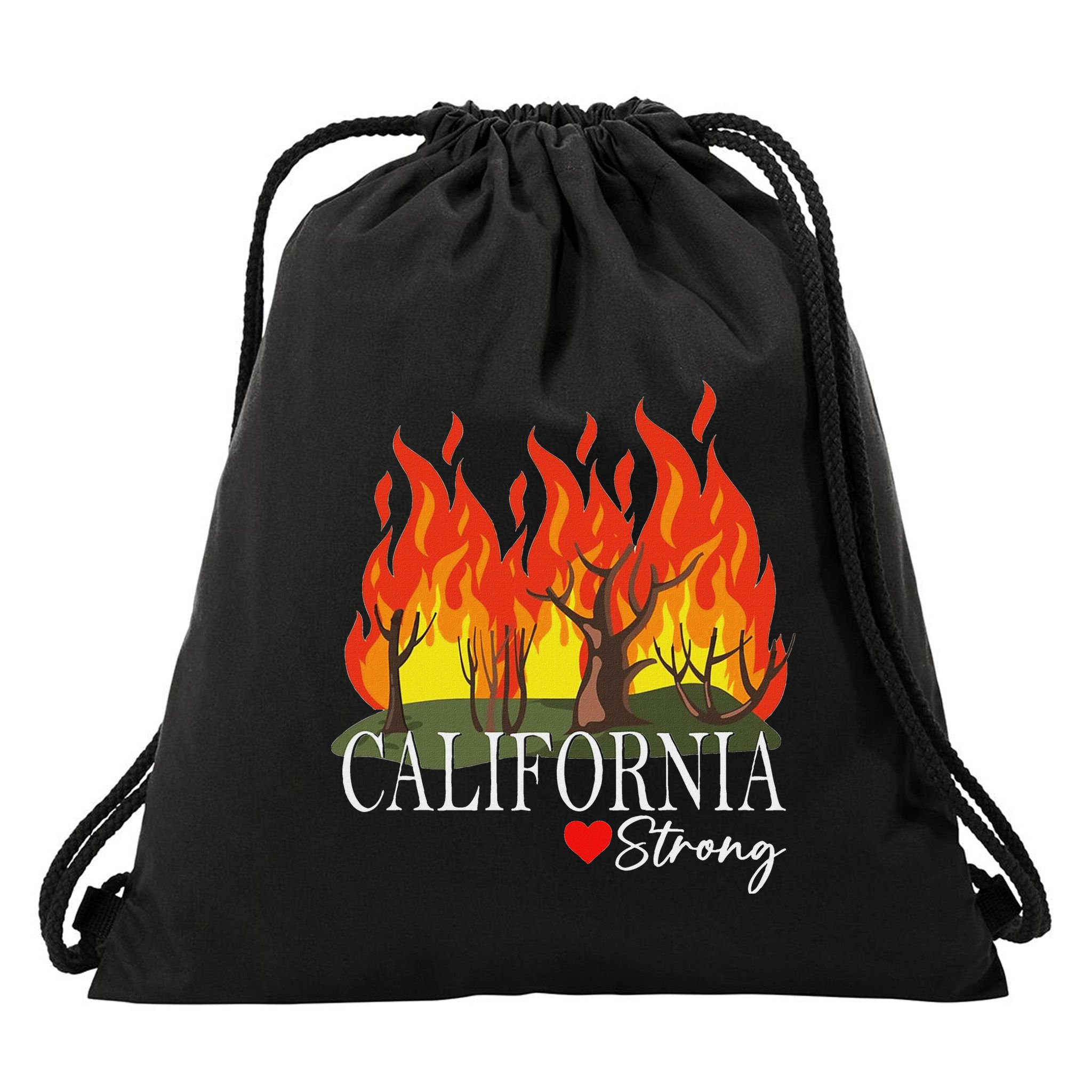 California Strong California Fire Drawstring Bag