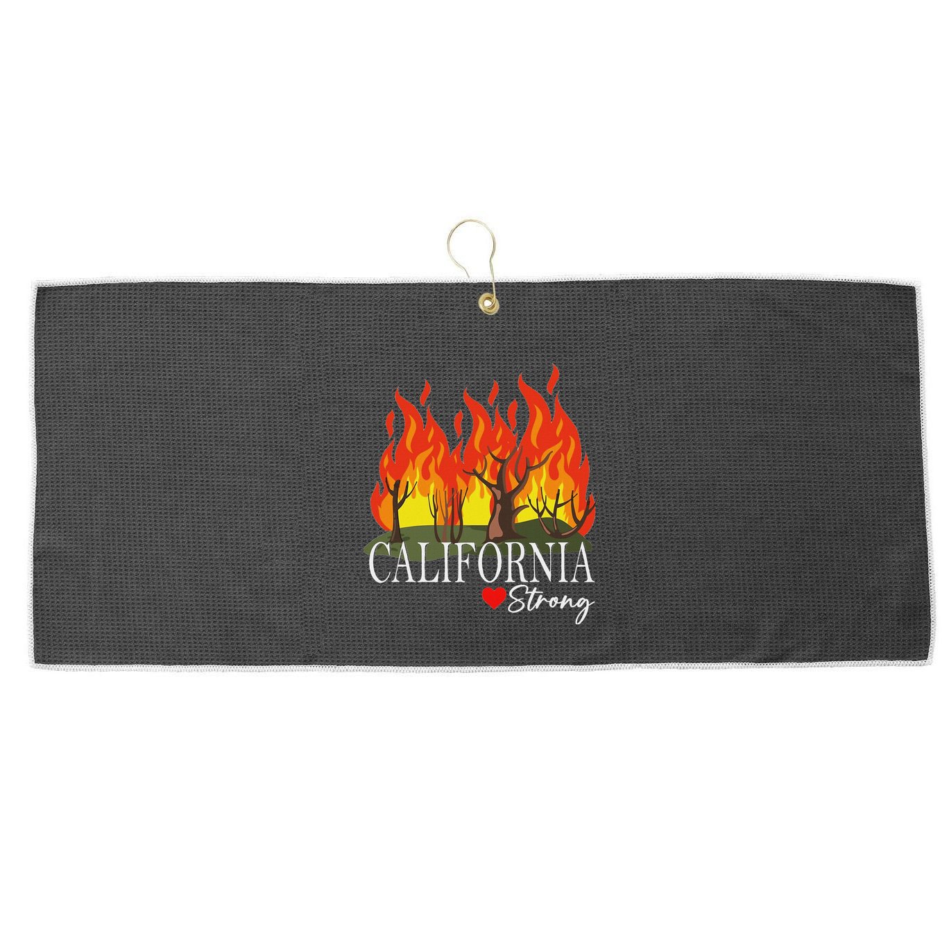California Strong California Fire Large Microfiber Waffle Golf Towel