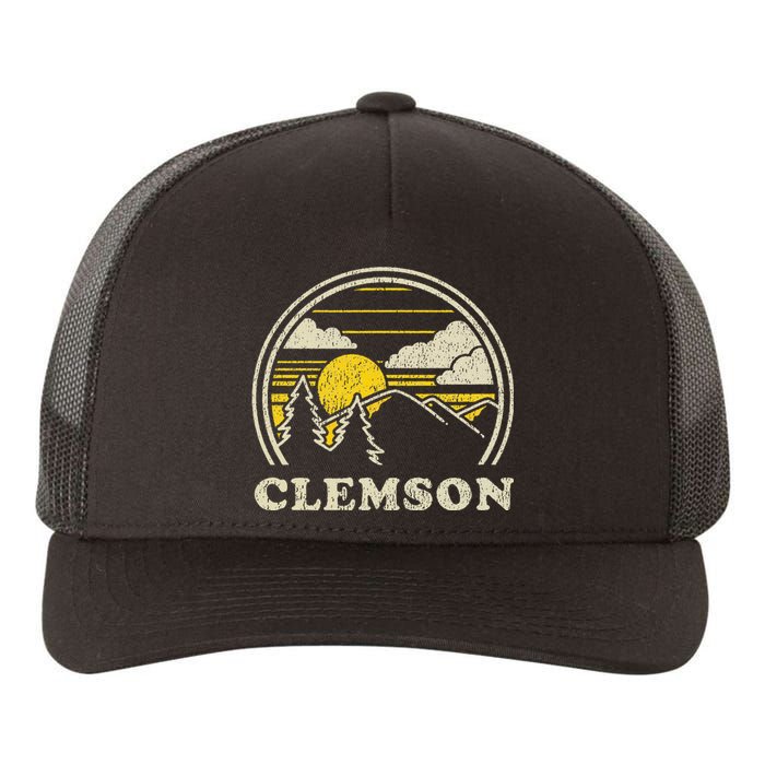 Clemson South Carolina Vintage Hiking Mountains Yupoong Adult 5-Panel Trucker Hat