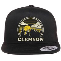 Clemson South Carolina Vintage Hiking Mountains Flat Bill Trucker Hat