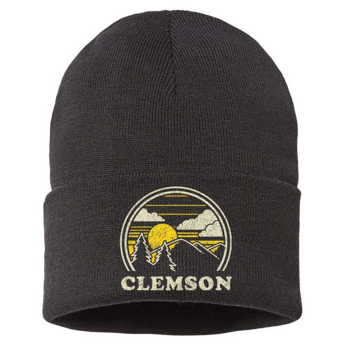 Clemson South Carolina Vintage Hiking Mountains Sustainable Knit Beanie