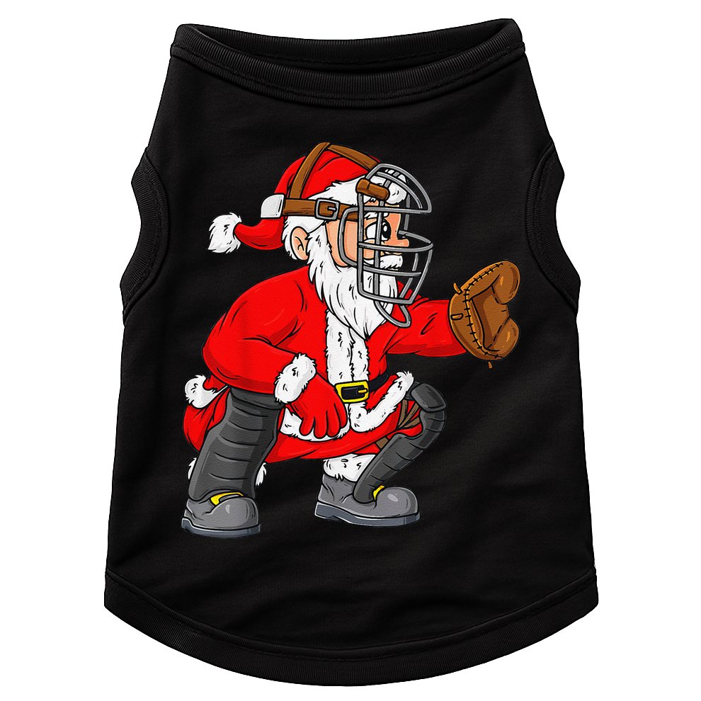 Christmas Santa Claus Baseball Catcher Xmas Doggie Tank