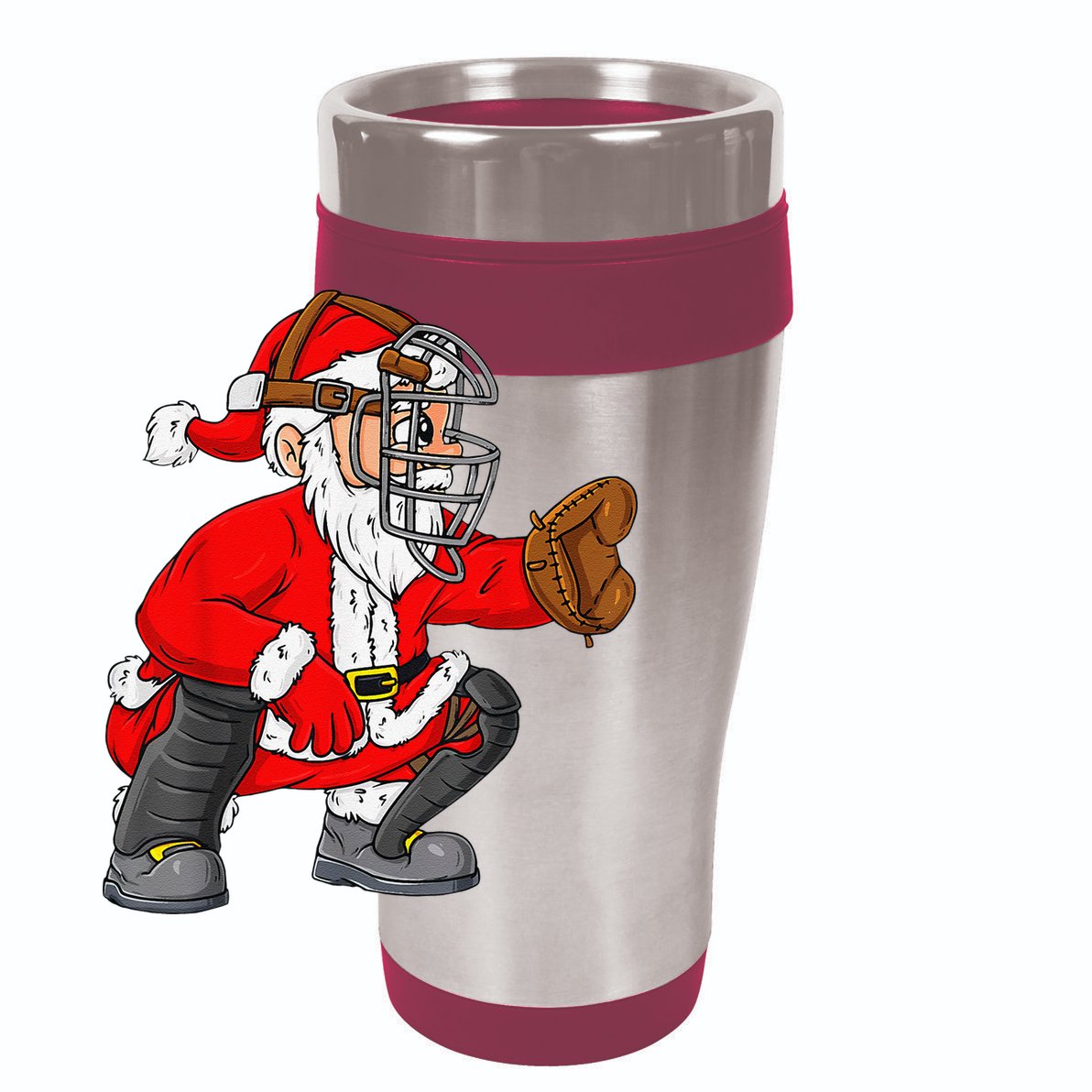 Christmas Santa Claus Baseball Catcher Xmas 11oz C Handle Ceramic Mug