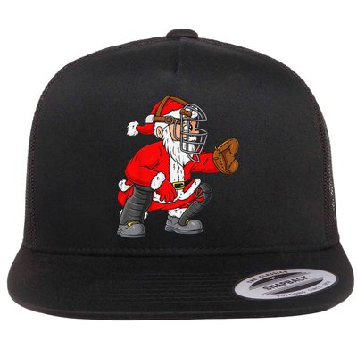 Christmas Santa Claus Baseball Catcher Xmas Flat Bill Trucker Hat