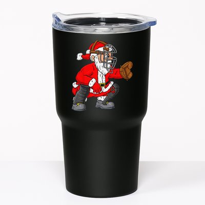 Christmas Santa Claus Baseball Catcher Xmas Tumbler