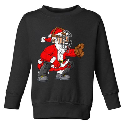 Christmas Santa Claus Baseball Catcher Xmas Toddler Sweatshirt