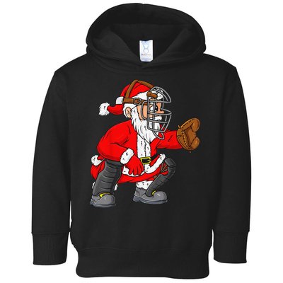 Christmas Santa Claus Baseball Catcher Xmas Toddler Hoodie