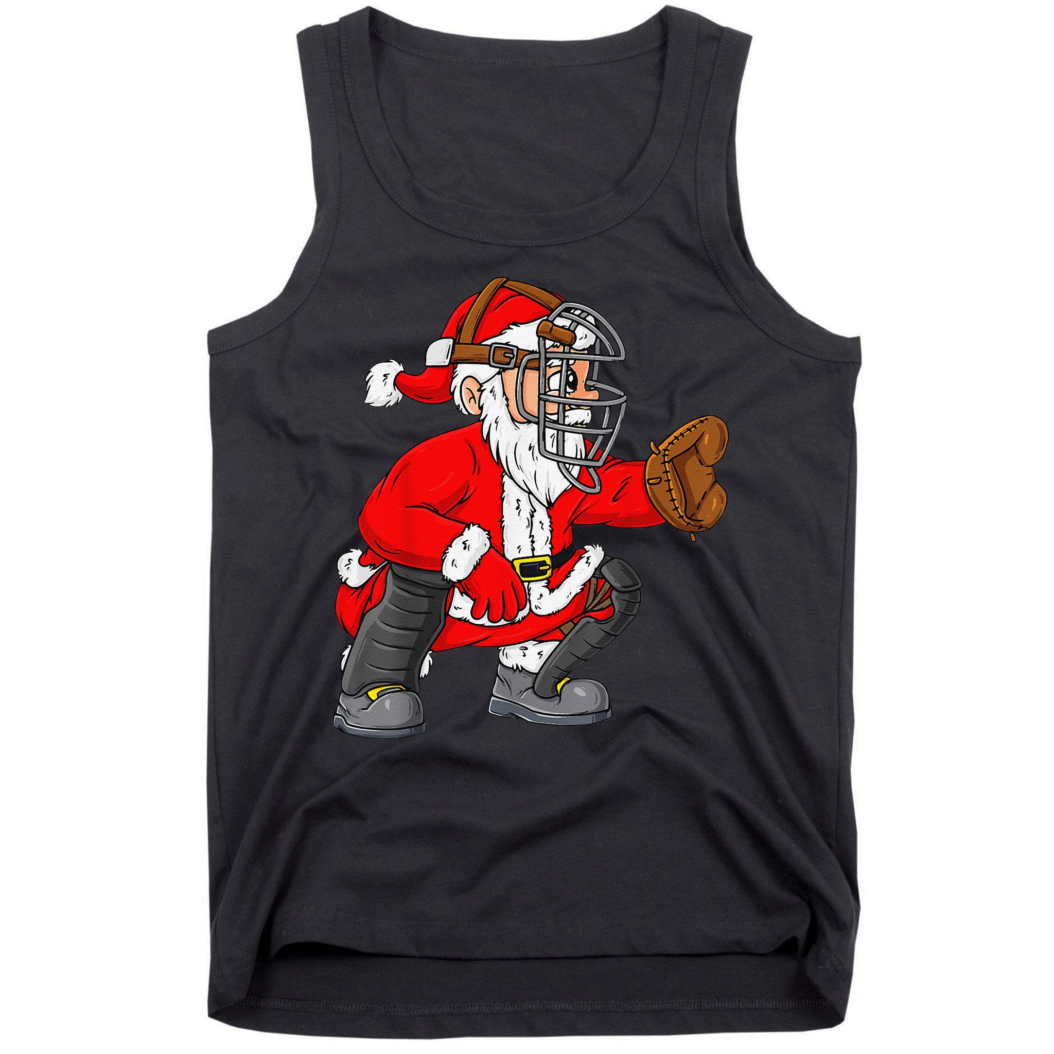 Christmas Santa Claus Baseball Catcher Xmas Tank Top