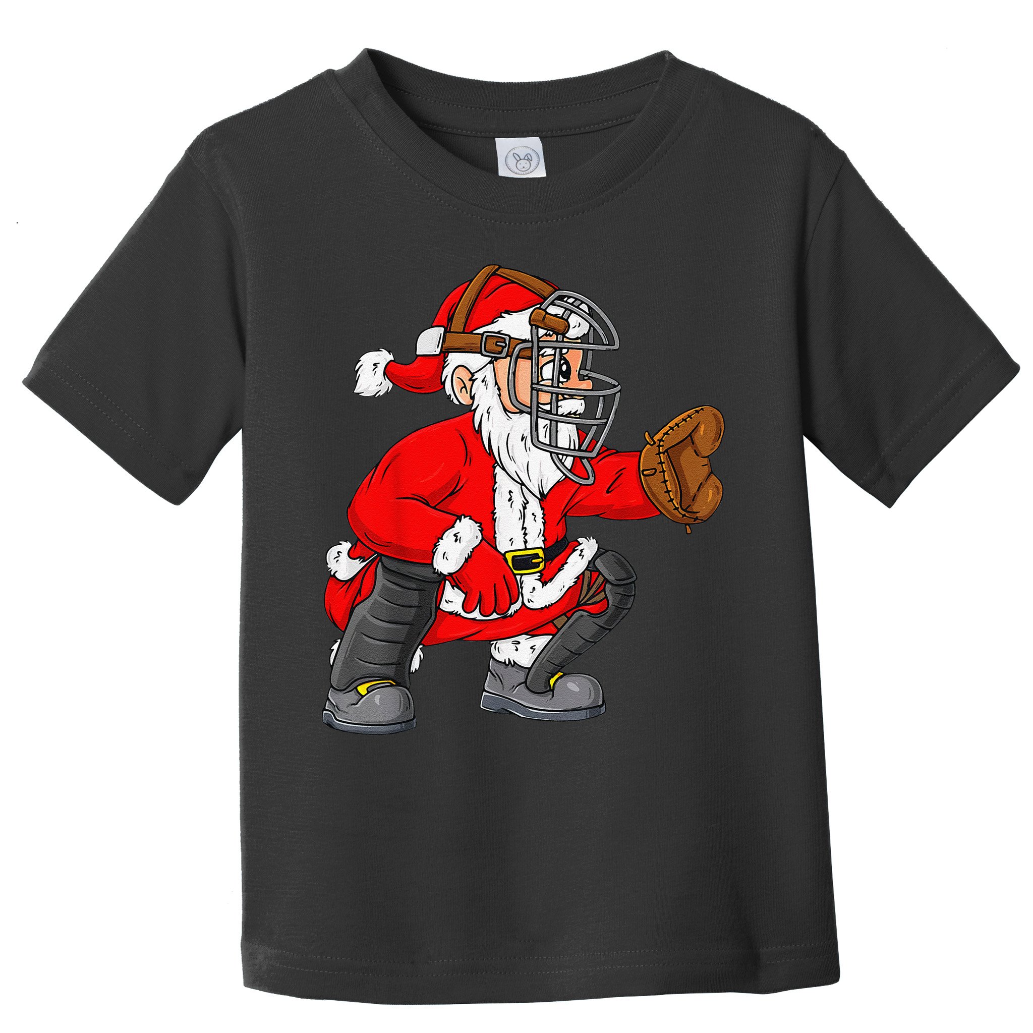 Christmas Santa Claus Baseball Catcher Xmas Toddler T-Shirt