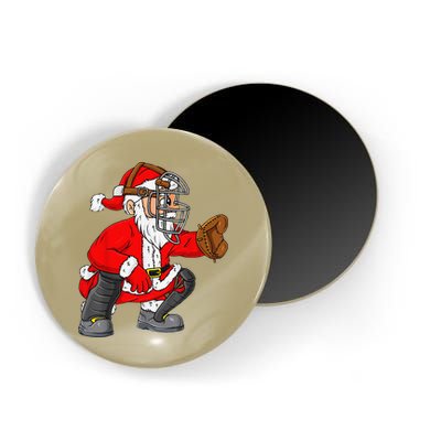 Christmas Santa Claus Baseball Catcher Xmas Magnet