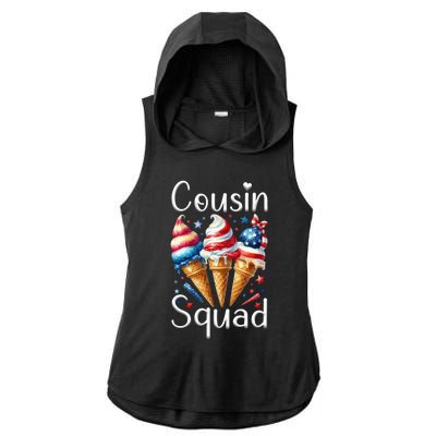 Cousin Squad Crew 4th Of July Ice Cream Us American Flag Gift Ladies PosiCharge Tri-Blend Wicking Draft Hoodie Tank