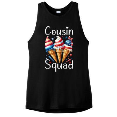 Cousin Squad Crew 4th Of July Ice Cream Us American Flag Gift Ladies PosiCharge Tri-Blend Wicking Tank