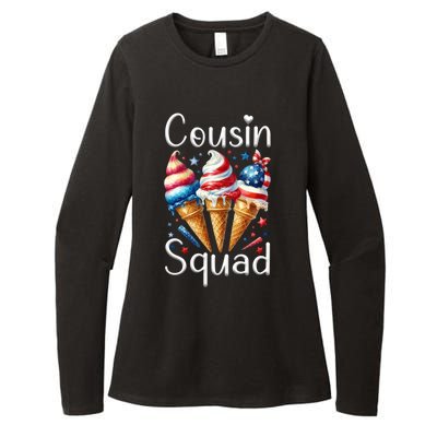 Cousin Squad Crew 4th Of July Ice Cream Us American Flag Gift Womens CVC Long Sleeve Shirt