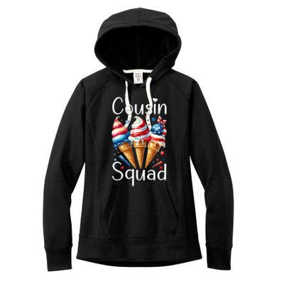 Cousin Squad Crew 4th Of July Ice Cream Us American Flag Gift Women's Fleece Hoodie