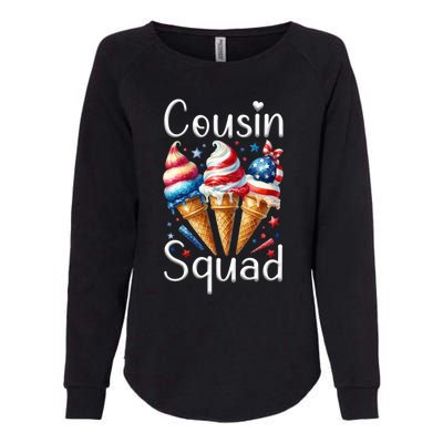 Cousin Squad Crew 4th Of July Ice Cream Us American Flag Gift Womens California Wash Sweatshirt