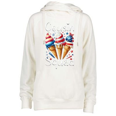 Cousin Squad Crew 4th Of July Ice Cream Us American Flag Gift Womens Funnel Neck Pullover Hood