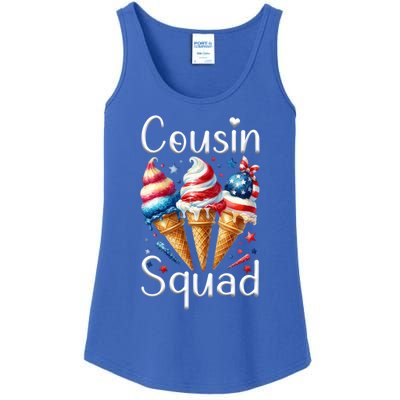 Cousin Squad Crew 4th Of July Ice Cream Us American Flag Gift Ladies Essential Tank