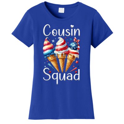 Cousin Squad Crew 4th Of July Ice Cream Us American Flag Gift Women's T-Shirt