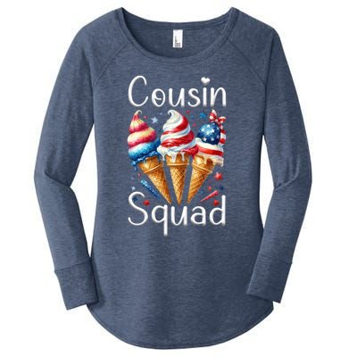 Cousin Squad Crew 4th Of July Ice Cream Us American Flag Gift Women's Perfect Tri Tunic Long Sleeve Shirt