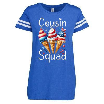 Cousin Squad Crew 4th Of July Ice Cream Us American Flag Gift Enza Ladies Jersey Football T-Shirt